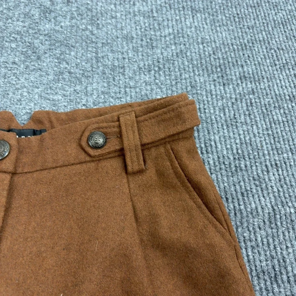 Sanctuary Shorts Womens 26 Brown Wool Blend‎ Cuffed Trouser Academia Preppy